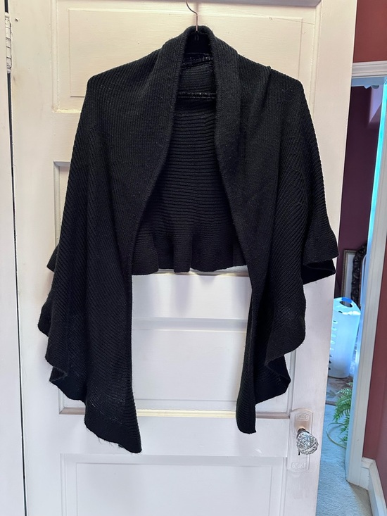 Preston & York Sweaters - Preston & York Black Knit Open-Front Sweater Wrap
